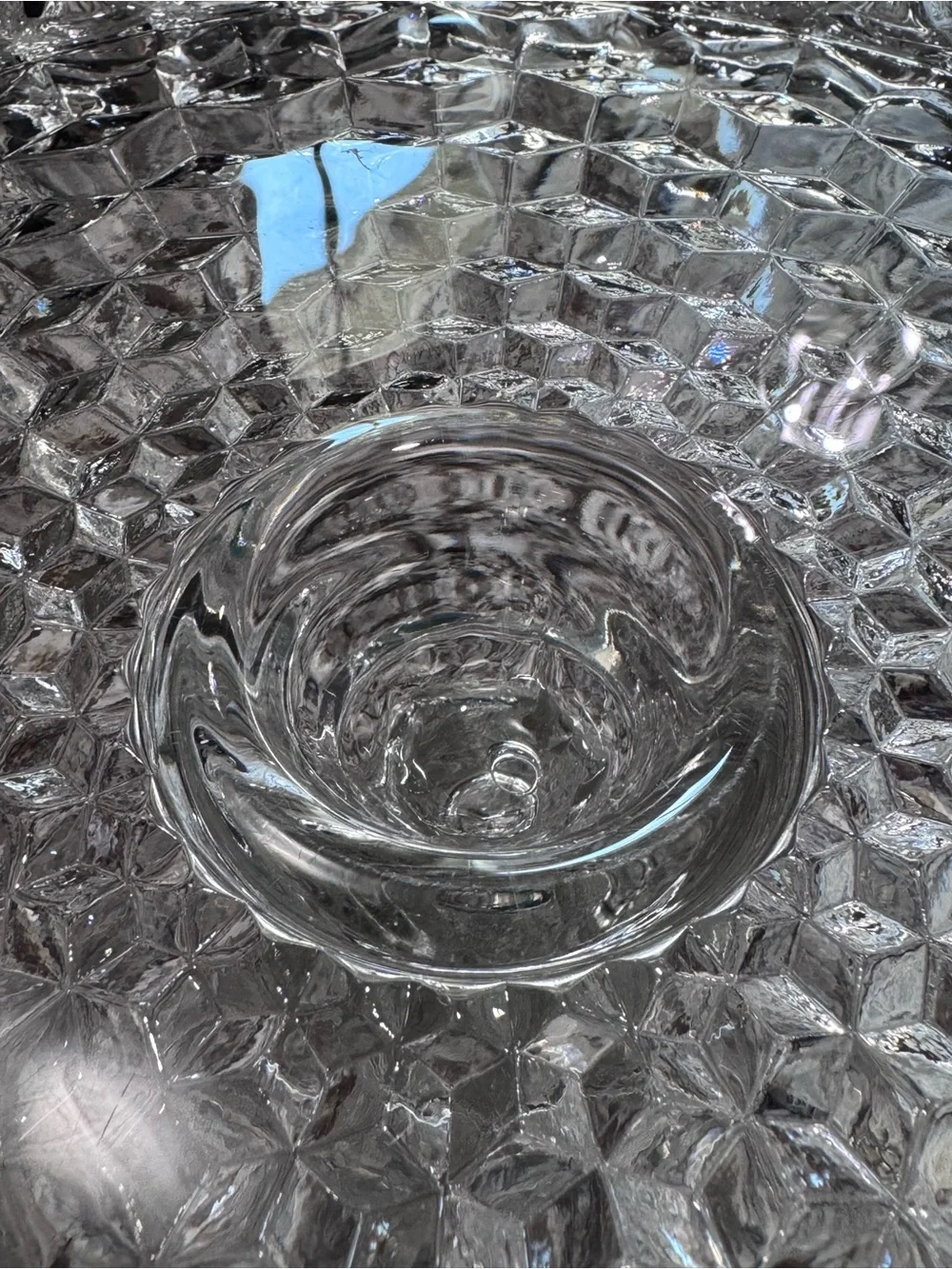 Fostoria American #2056 Clear Old Round Glass Pedestal Cake Stand With Rum Well